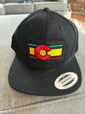 Snapback Black Hat with Color Block 'C' Patch